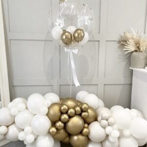 GARLAND (white, gold) + CUSTOM BALLOON
