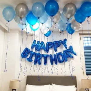 Blue and Silver Birthday Balloon Decoration Set