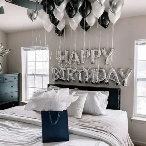 Black Silver & White Birthday Decor
