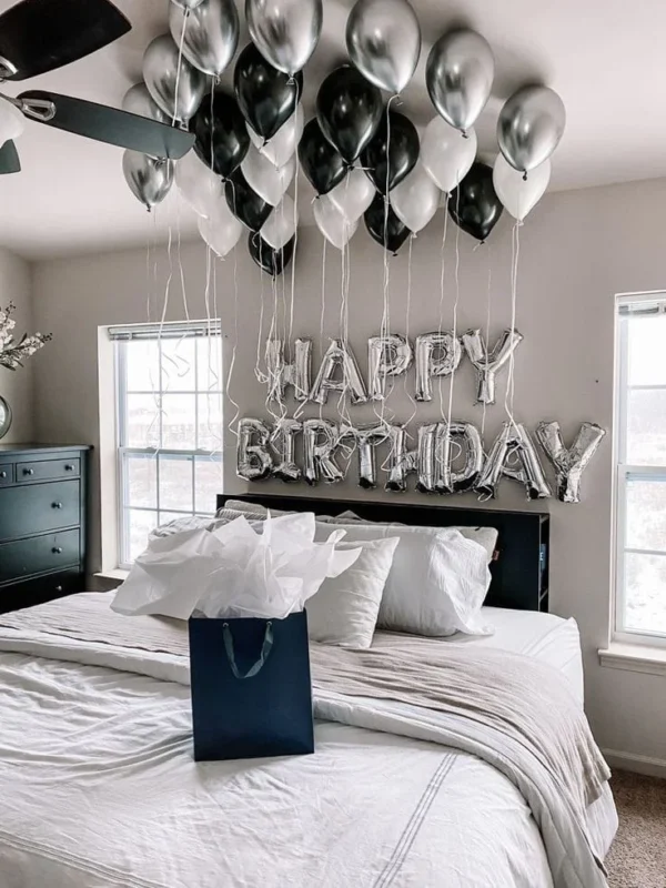 Black Silver & White Birthday Decor