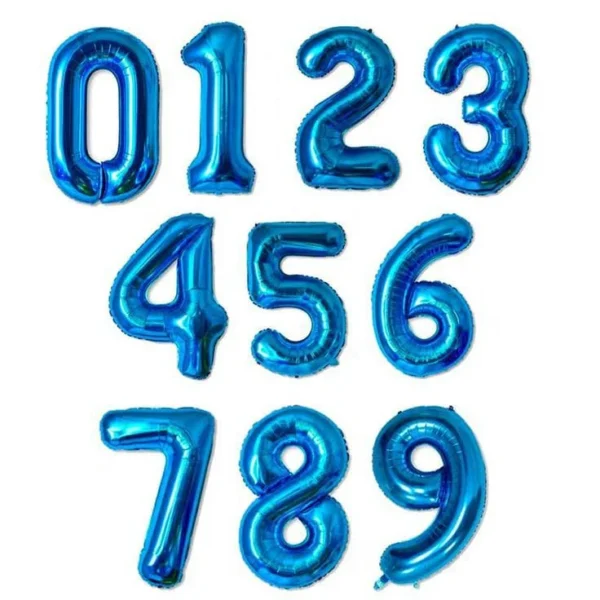 Blue Number Foil Balloons
