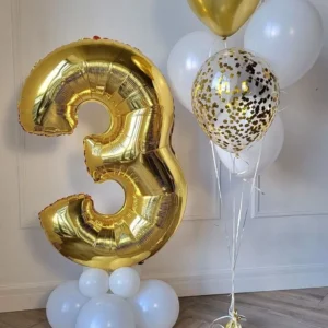 Golden Number Balloon Bouquet