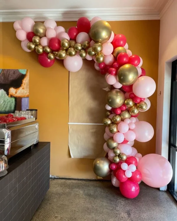 Pink and Gold Asymmetric Balloon Arch