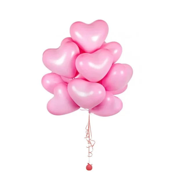 Pink Heart Shape Balloons Bouquet
