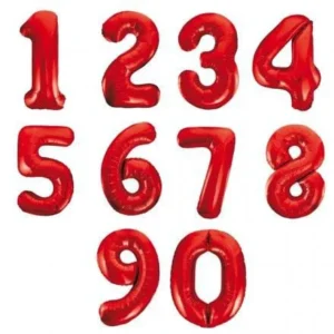 Red Number Foil Balloons