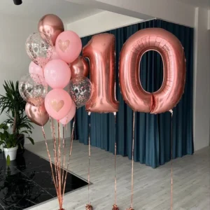 Rose Gold Bouquet With Number 10
