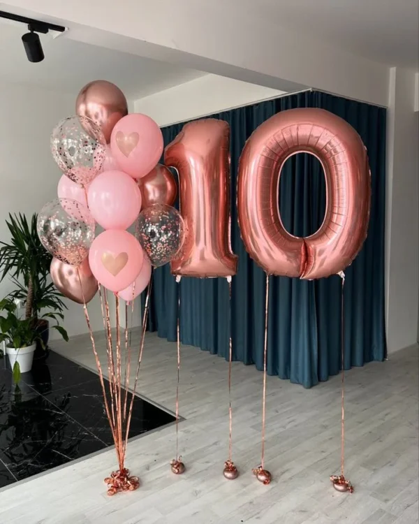 Rose Gold Bouquet With Number 10