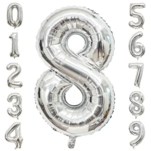 Silver Number Foil Balloons