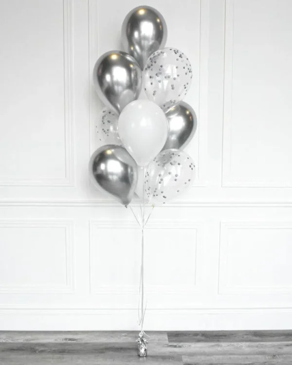White and Silver Balloons Bouquet