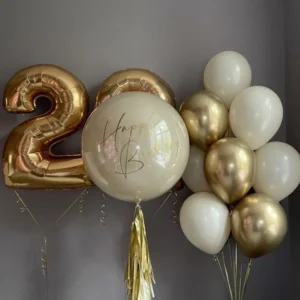 Gold Birthday Balloons Bouquet