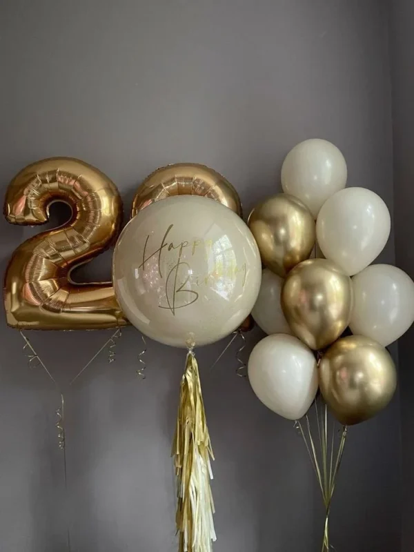 Gold Birthday Balloons Bouquet